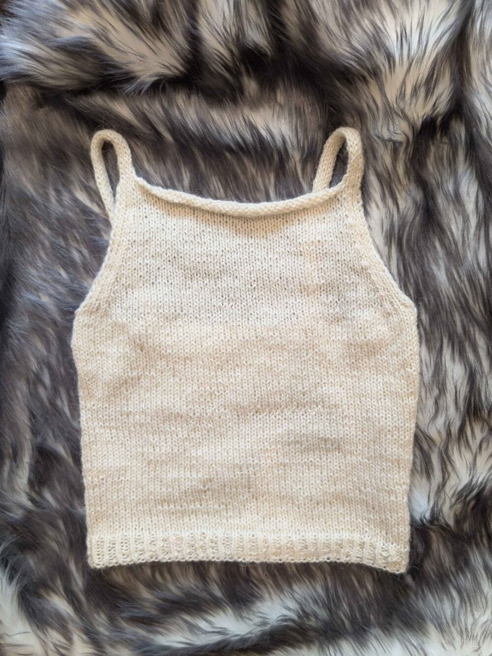 Handmade Cream Mohair/Wool blend Strappy Halter-neck Cropped Tank Top